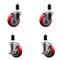 Service Caster 4'' SS Red Poly Wheel Swivel 1-3/8'' Expanding Stem Caster Set 2 Brakes, 4PK SCC-SSEX20S414-PPUB-RED-2-TLB-2-138 - alternate 1